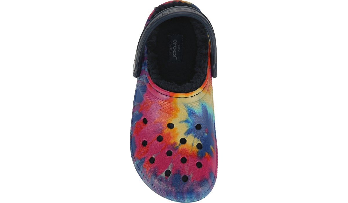 tie dye navy crocs