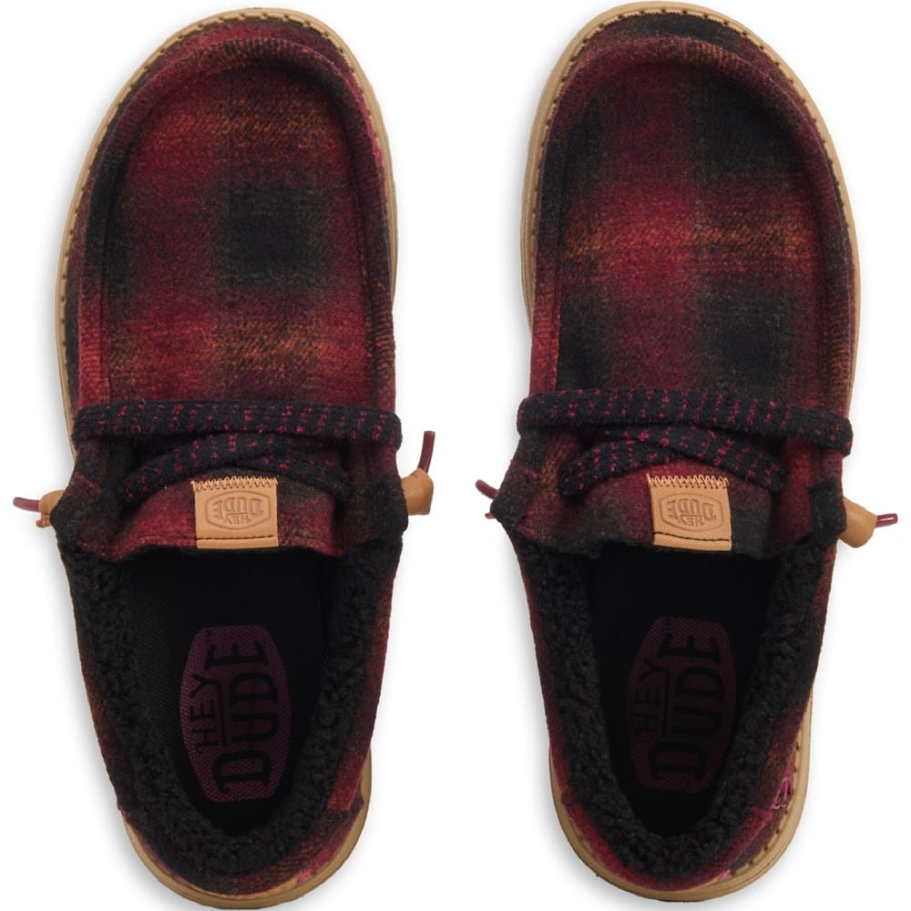 Hey Dude Wally Cozy Mens Casual Shoes Sz 9 Red Black Plaid Slip-On Round Toe Hey Dude Men main image 2
