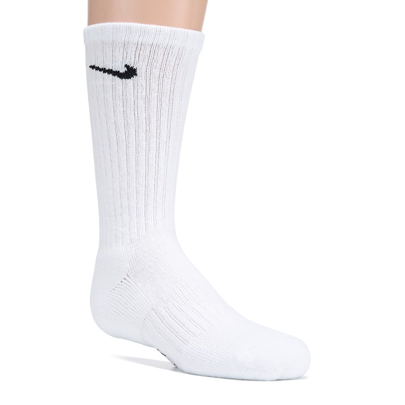Nike 6 Pack Youth Medium Cushioned Crew Socks (White) - Size 0.0 OT