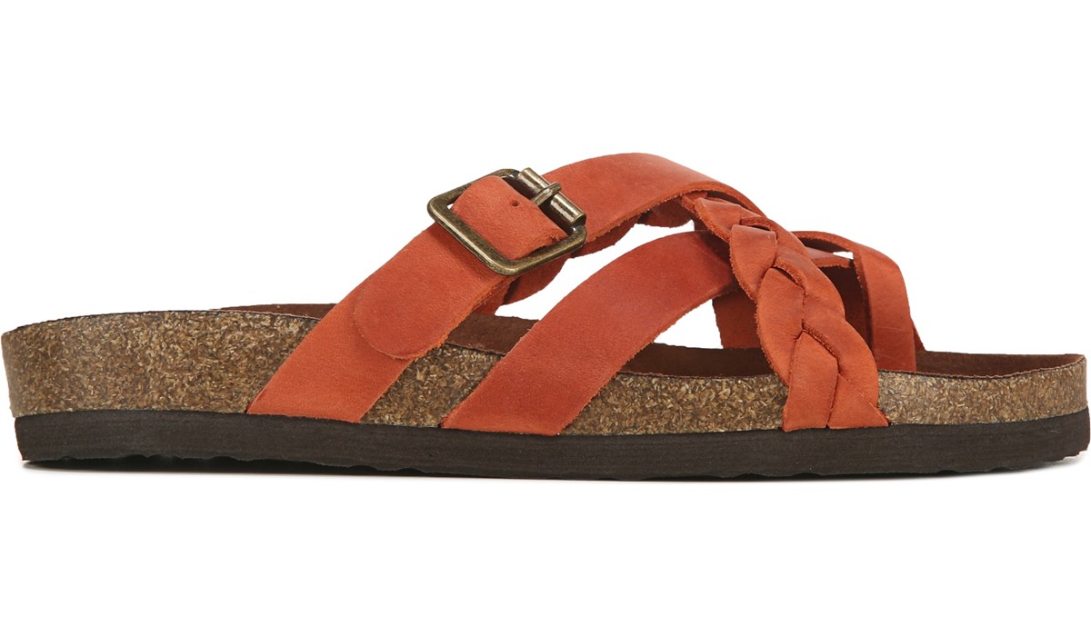 ladies leather footbed sandals