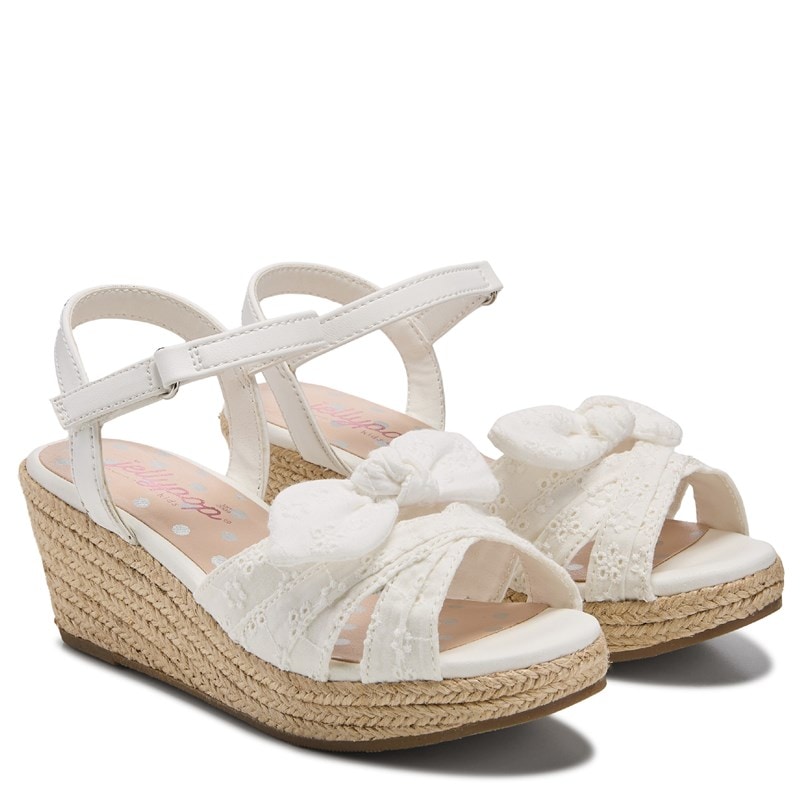 Jellypop Kids' Kid Emmy Wedge Sandal Little/Big Kid Sandals (White Eyelet) - Size 2.0 M