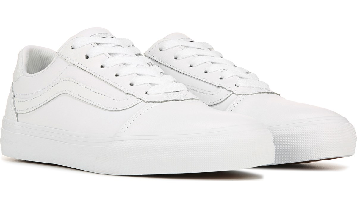 all white leather vans womens