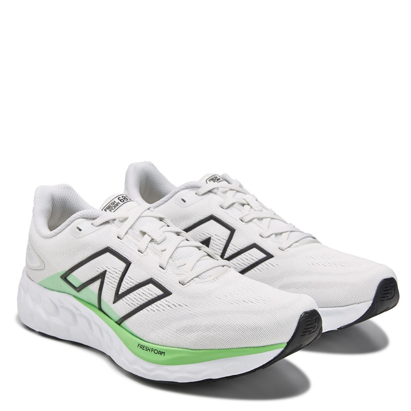 New Balance Men's 680 Running Shoes (White/Green) - Size 9.5 M