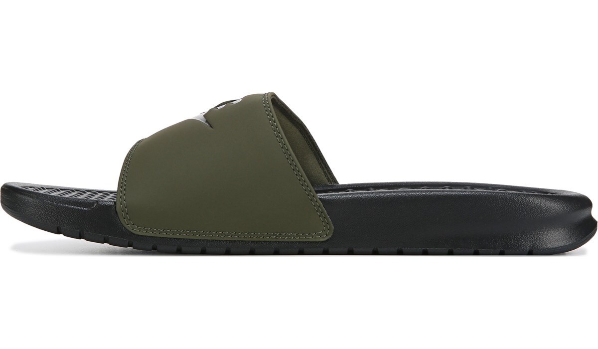 olive green nike slides