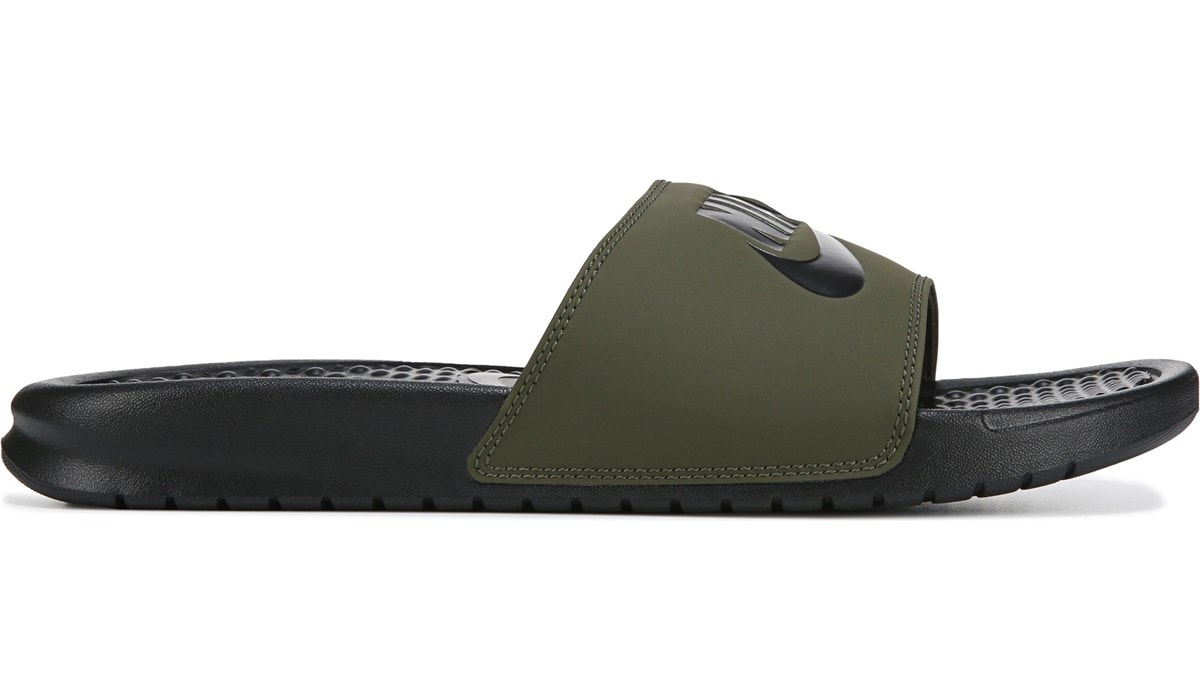 green and black nike slides