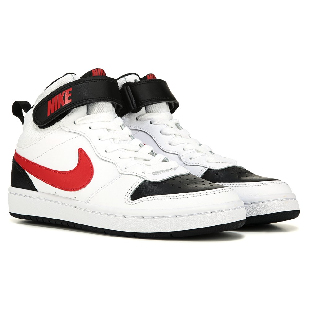 Kids Boys Youth Black & Red Nike Court Borough Low 2 Trainers