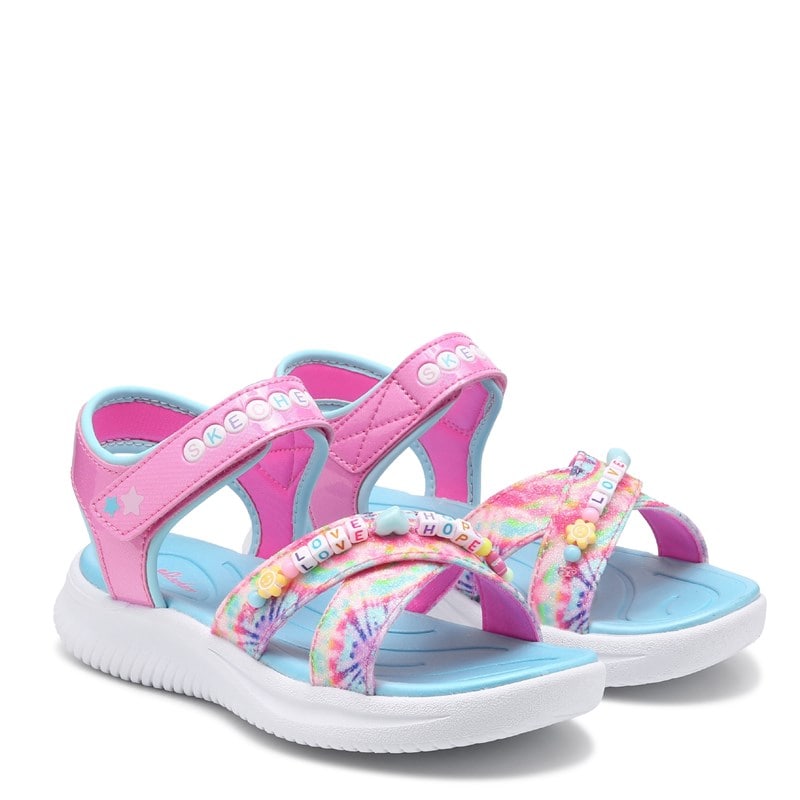 Skechers Kids' Tie Dye Bffs Sandal Little/Big Kid Sandals (Pink Multi Tie Dye) - Size 2.0 M