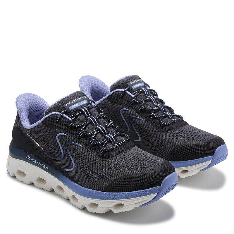 Skechers Women's Slip-Ins Glide-Step Sole Walking Shoes (Black/Blue) - Size 8.0 W