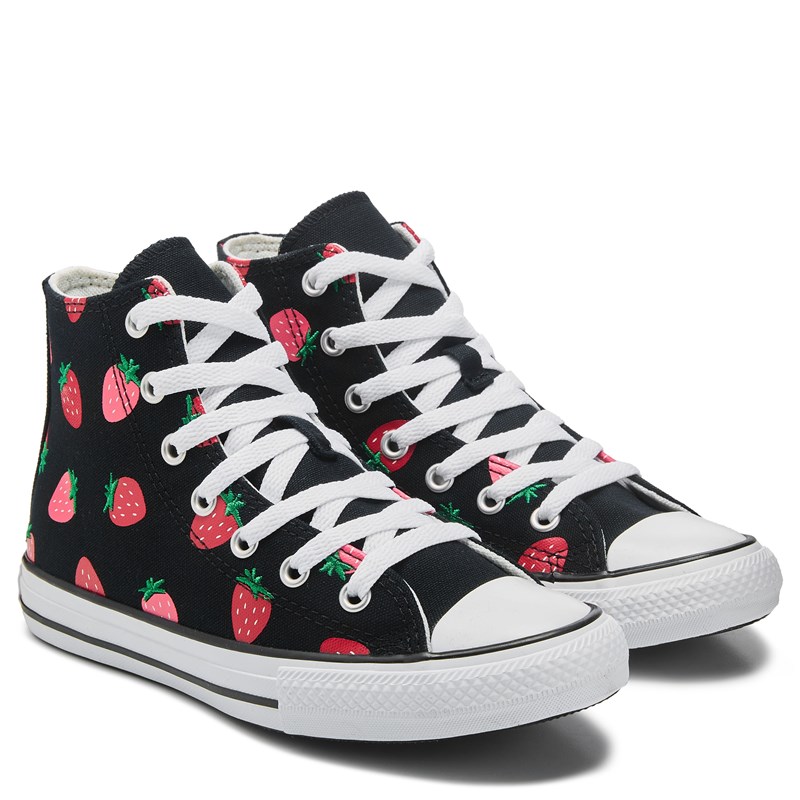 Converse Kid's Chuck Taylor All Star High Top Sneaker Little Kid Shoes (Black/Strawberries) - Size 2.0 M