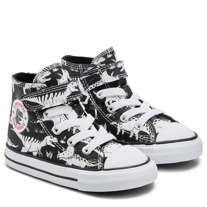 Converse Kids' Chuck Taylor All Star 1v High Top Sneaker Toddler Shoes (Black/Dinosaur) - Size 7.0 M