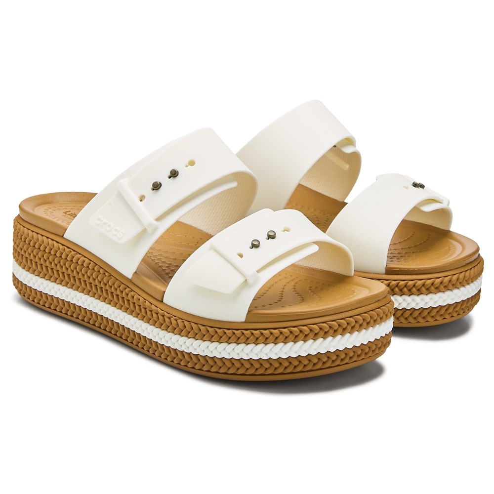 【Crocs】◆大人気◆Brooklyn Woven Buckle Sandals◆Latte◆ Crocs Women's Brooklyn Woven Buckle Platform Sandal | Famous