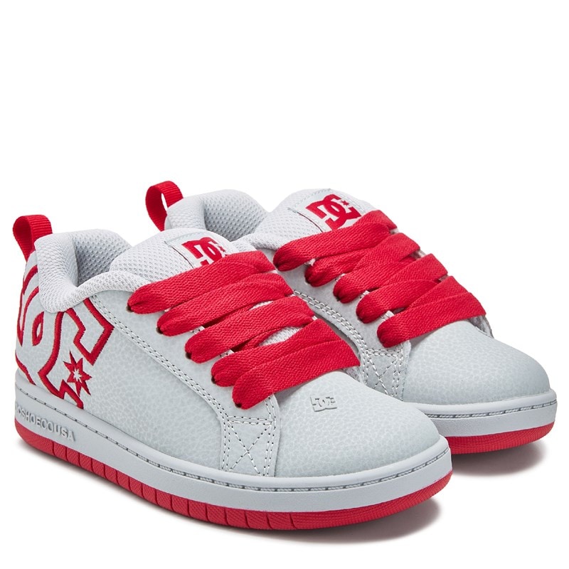 DC Shoes Kids' Court Graffik Sneaker Little/Big Kid Shoes (Grey/Red) - Size 12.0 M