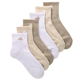 adidas Women's Athletic Cushioned 6 Pack Quarter Socks