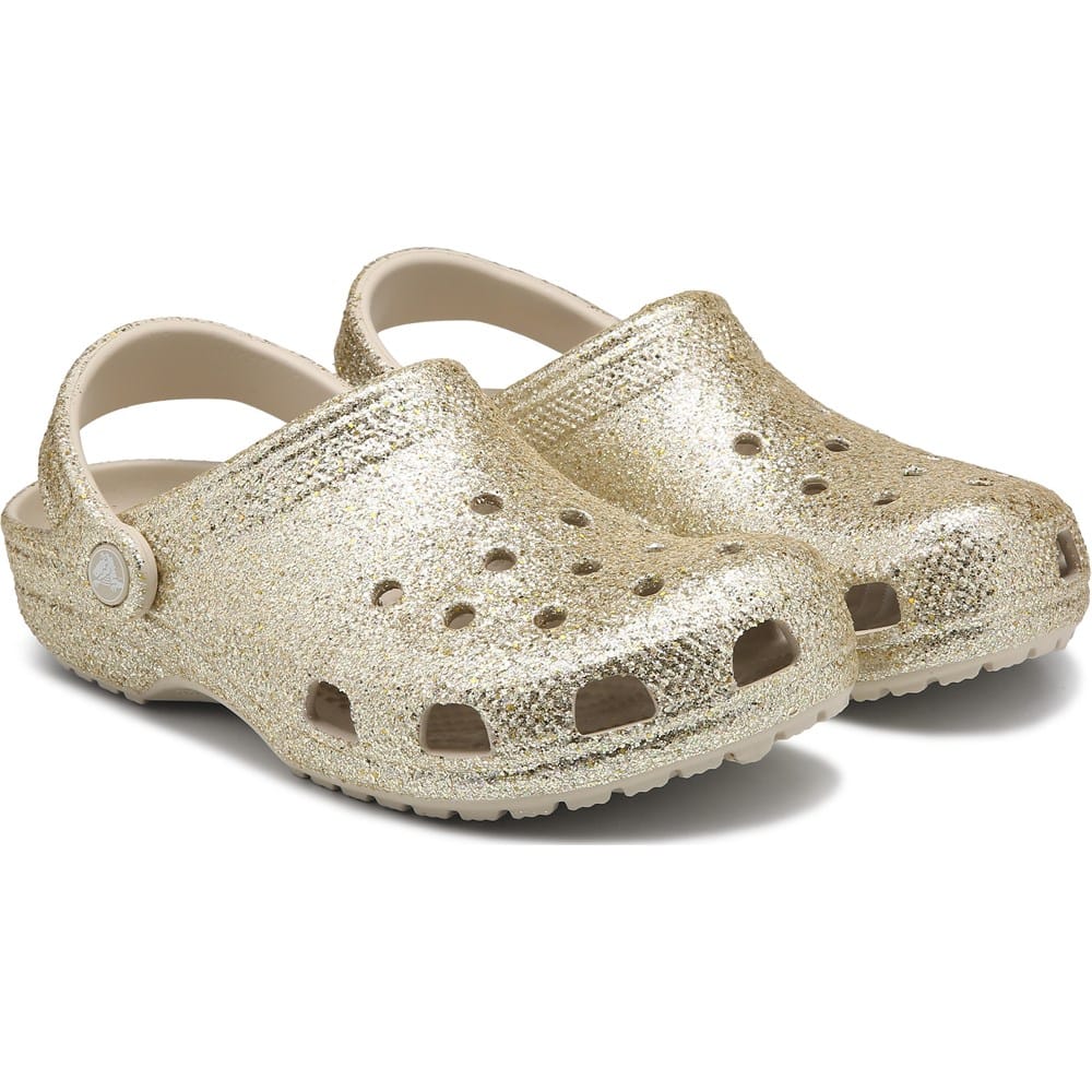 CROCS Classic Gold Glitter Lined Clog size 12 Crocs Classic Faux Fur Lined Clogs Rose Gold Glitter Pink  main image 3