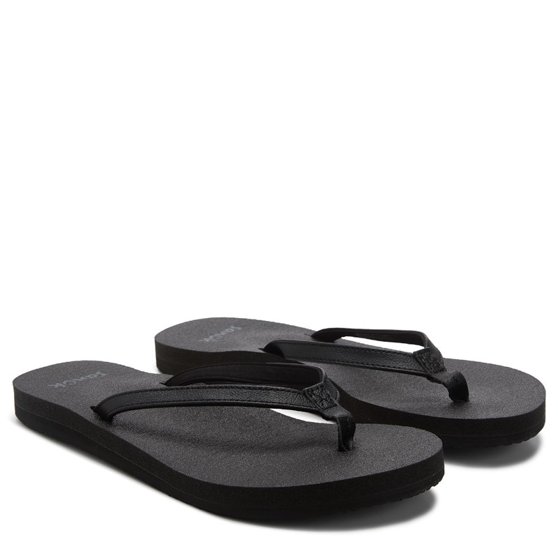Sanuk Women's Yoga Joy II Flip Flop Sandals (Black) - Size 11.0 M