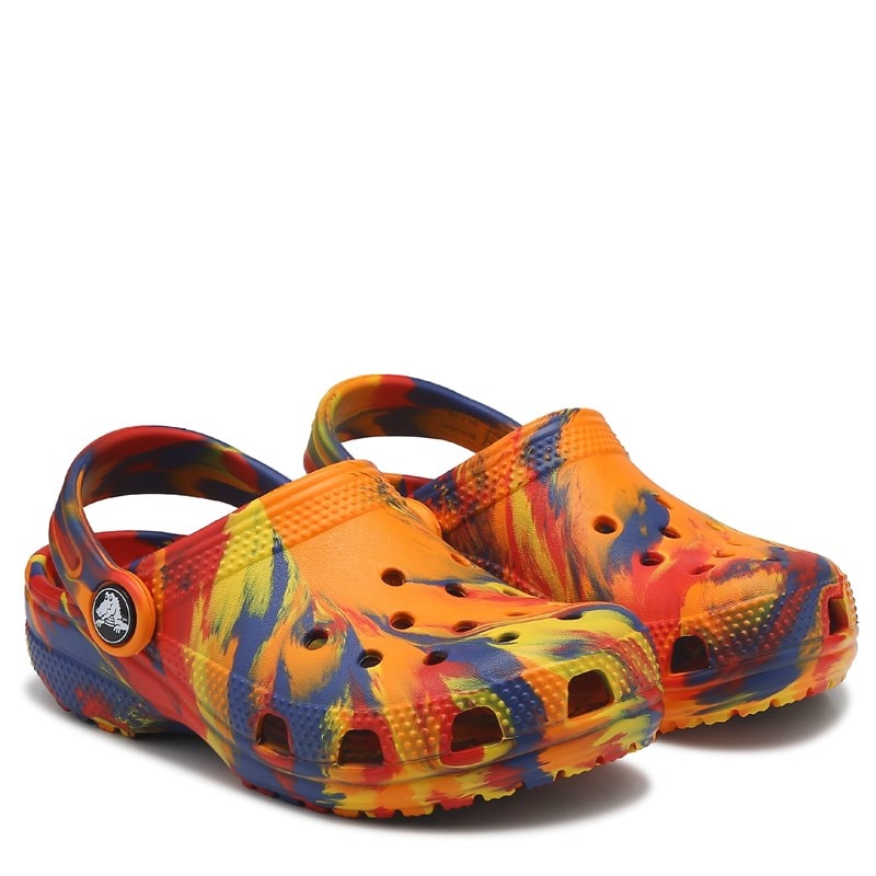 Crocs Kids' Marbled Classic Clog Little/Big Kid Sandals (Orange Multi Marble) - Size 11.0 M