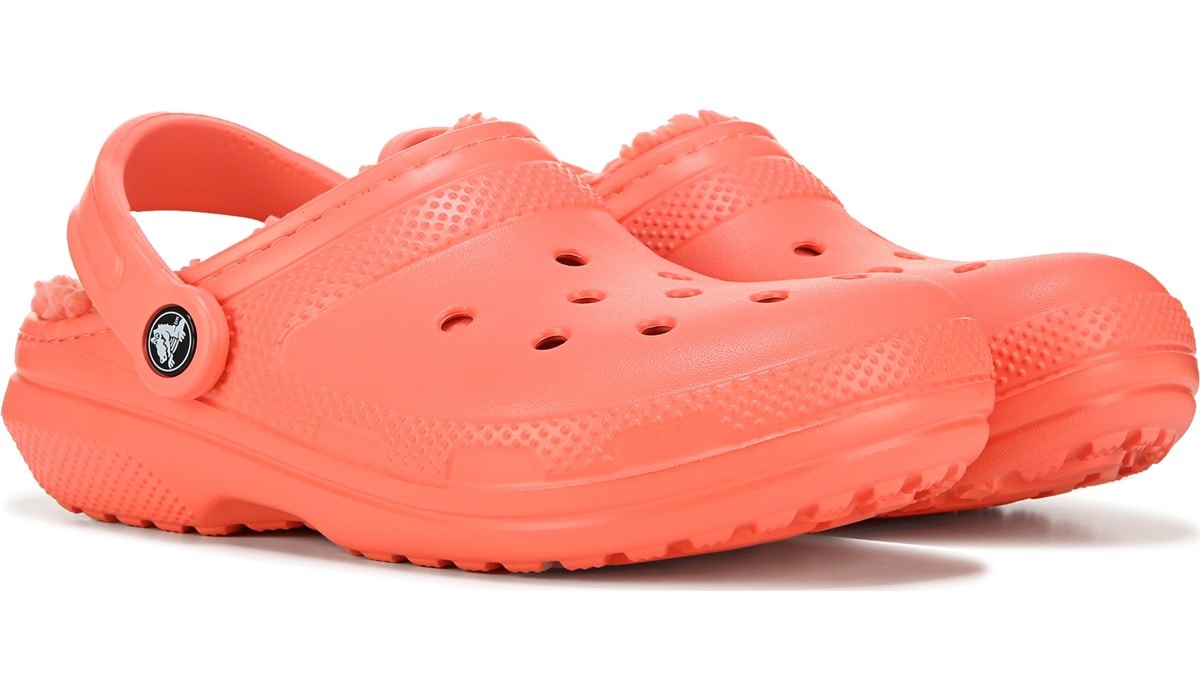 Orange fuzzy crocs sales