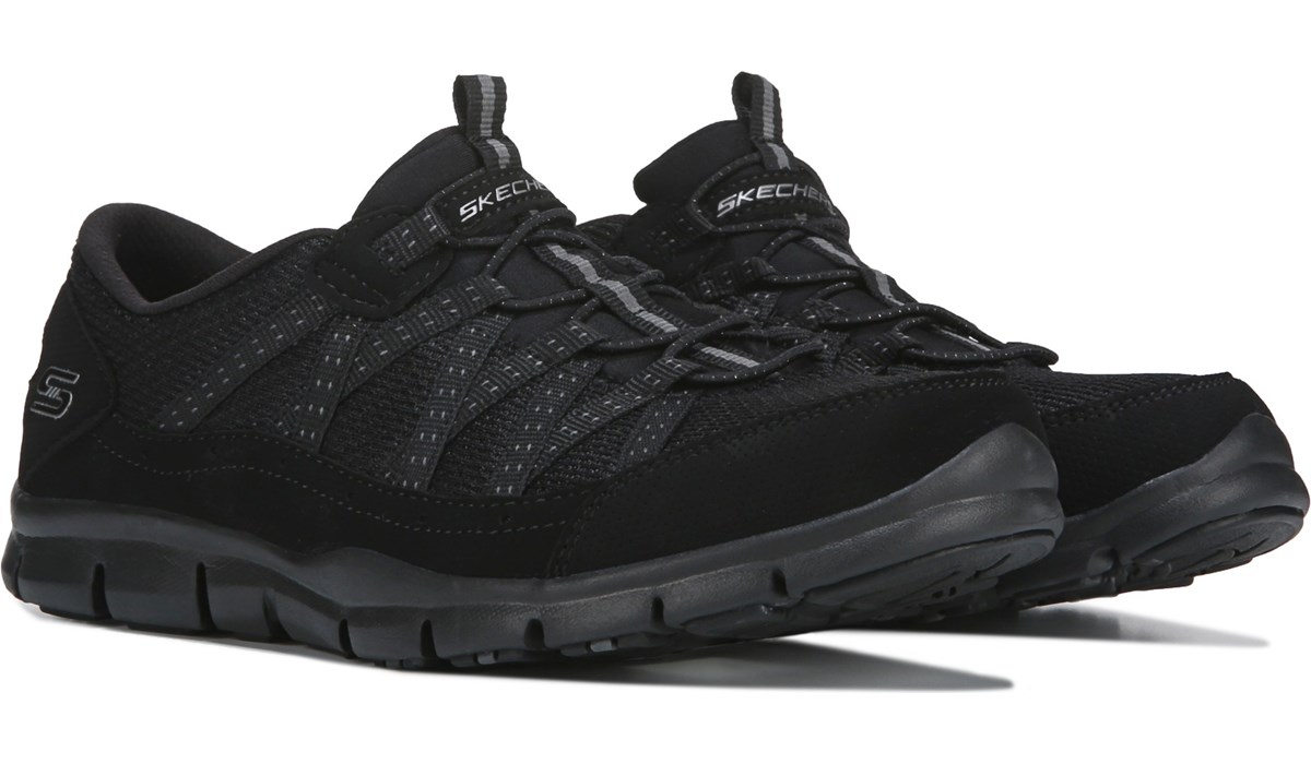 skechers gratis mesh bungee women's slip on athletic shoes