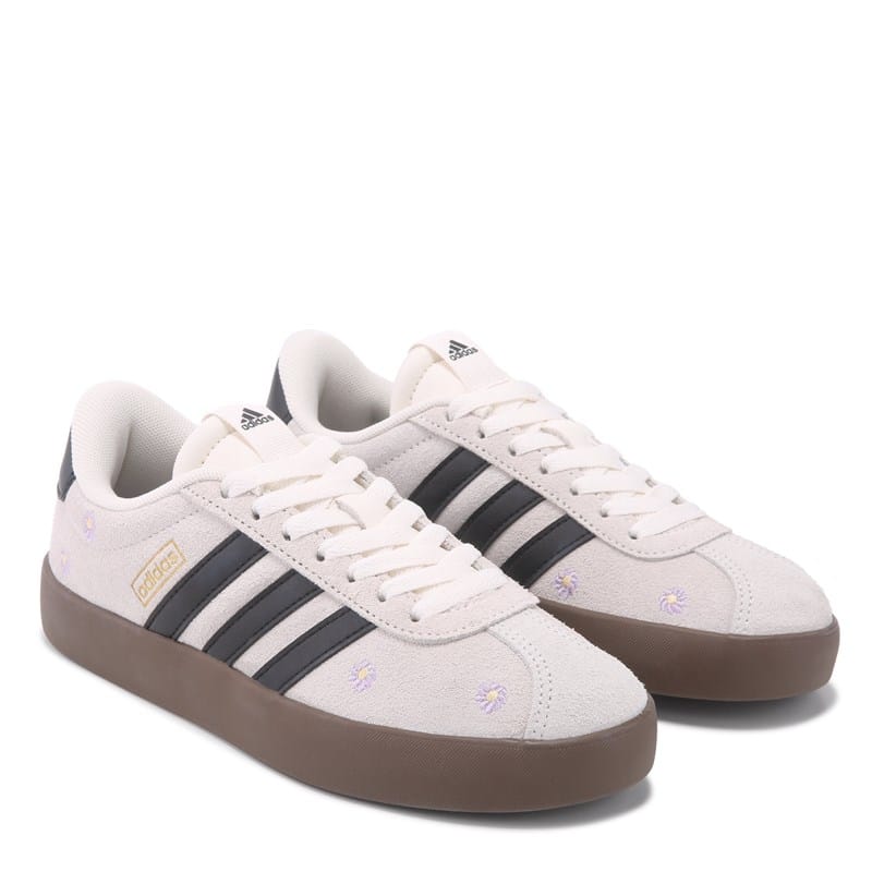Adidas Women's Vl Court 3.0 Sneakers (White/Black/Floral) - Size 8.5 M