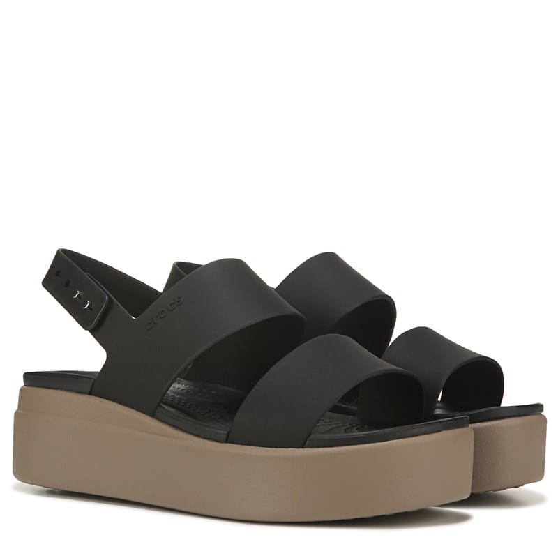 Crocs Women's Brooklyn Low Wedge Sandals from Finish Line - Black, Mushroom