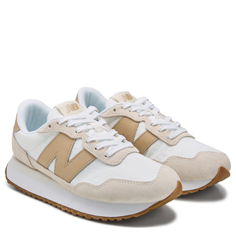 New Balance Women's 237 Retro Sneakers (White/Tan/Gum) - Size 8.5 B