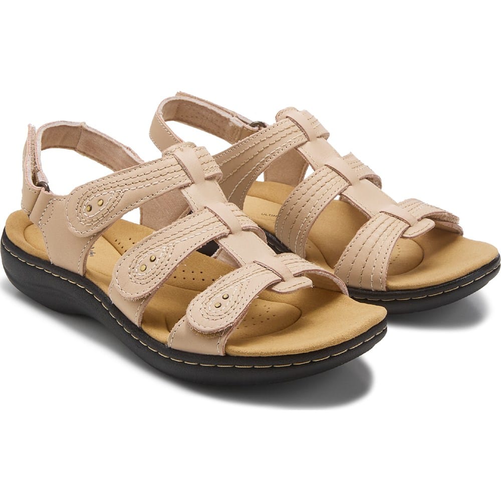 Clarks Women's Laurieann Bea Sandal - Floral Detail With OrthoLite Footbed & Adjustable Hook-and-Loop Strap