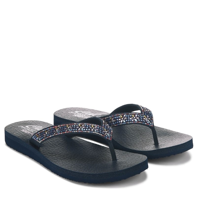 Skechers Women's Meditation Evening Shine Flip Flop Sandals (Navy Multi) - Size 7.0 M