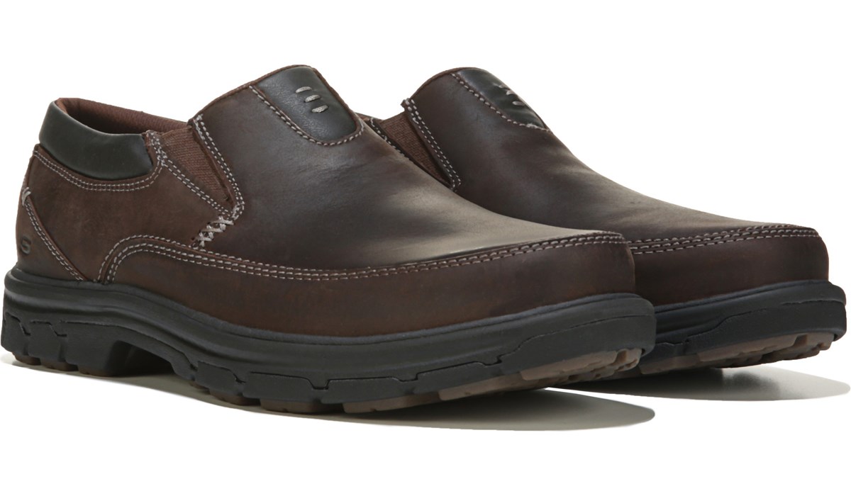 skechers mens leather slip on shoes