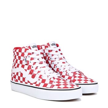 red and white checkered high top vans