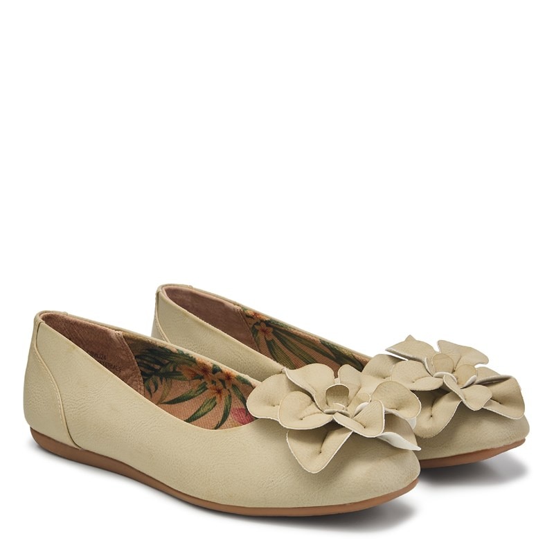 B. O.C. Women's Peony Flower Ballet Flat Shoes (Off White/Bone) - Size 7.5 M