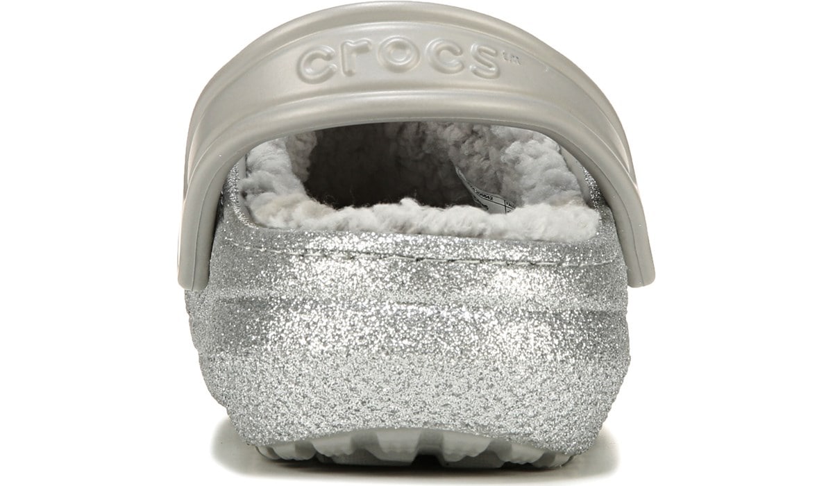 silver fuzzy crocs