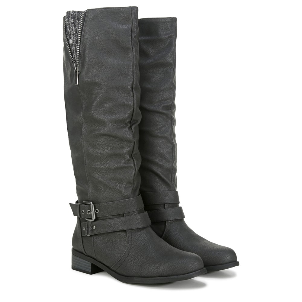 Women's Gray Leather Tall Boots edu.svet.gob.gt