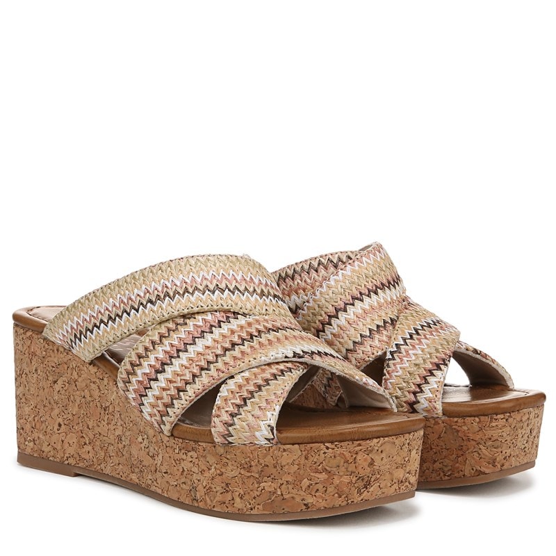 Blowfish Malibu Women's Abi Slide Platform Sandals (Cream/Pink Raffia) - Size 8.0 M