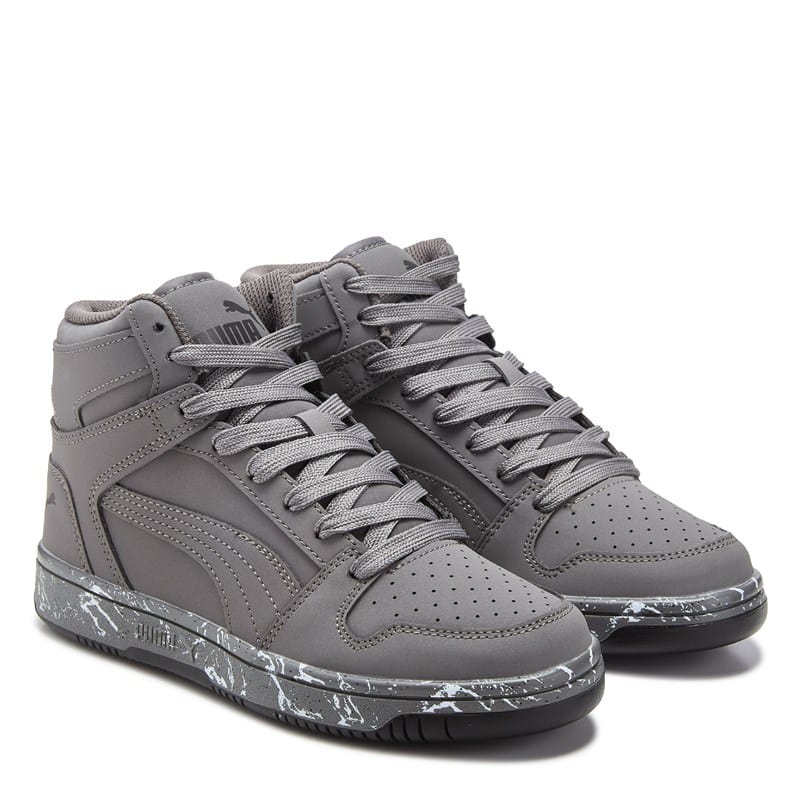Puma Kids' Rebound Layup High Top Sneaker Big Kid Shoes (Grey/Nubuck) - Size 6.5 M