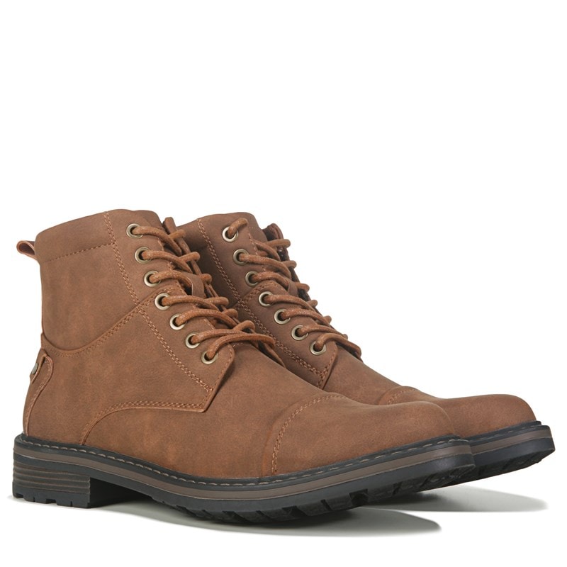 Perry Ellis Portfolio Men's Redding Lace Up Cap Toe Boots (Amber Brown) - Size 8.0 M