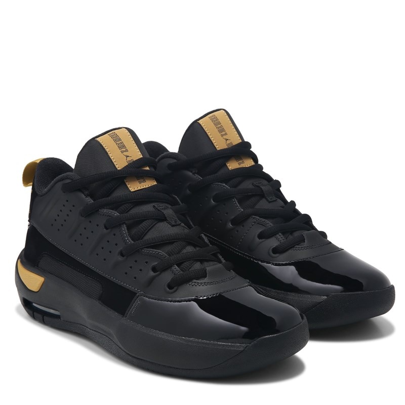 Jordan Men's Max Aura 7 Mid Sneakers (Black/Gold) - Size 9.5 M