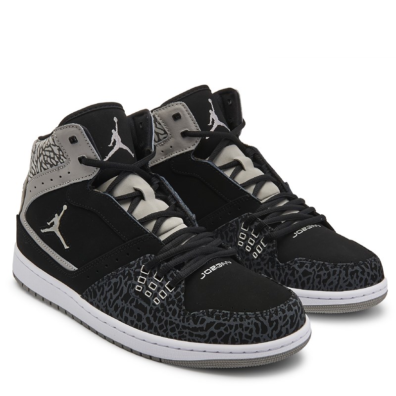 Jordan Men's 1 Flight Mid Sneakers (Black/Grey/Elephant) - Size 8.0 M