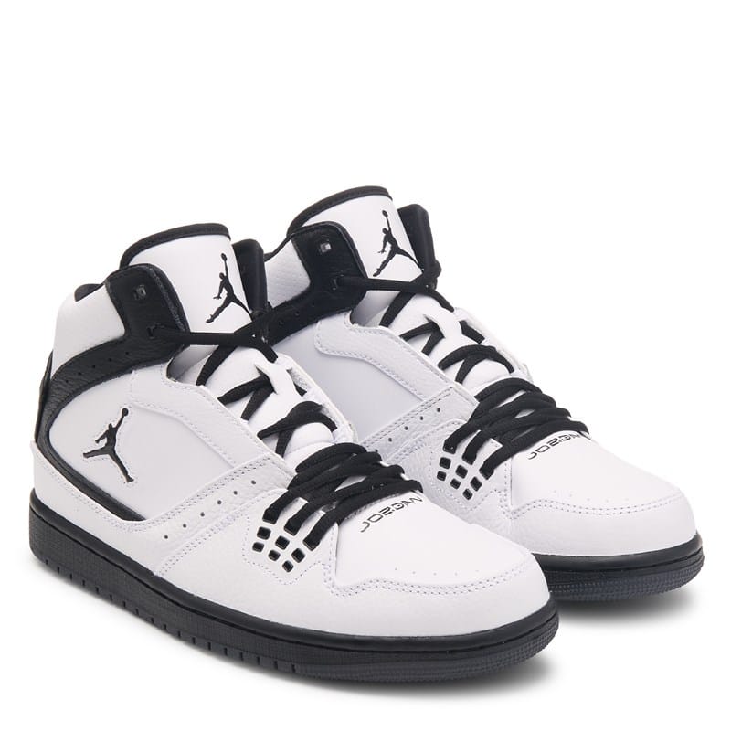 Jordan Men's 1 Flight Mid Sneakers (White/Black/Grey) - Size 9.5 M