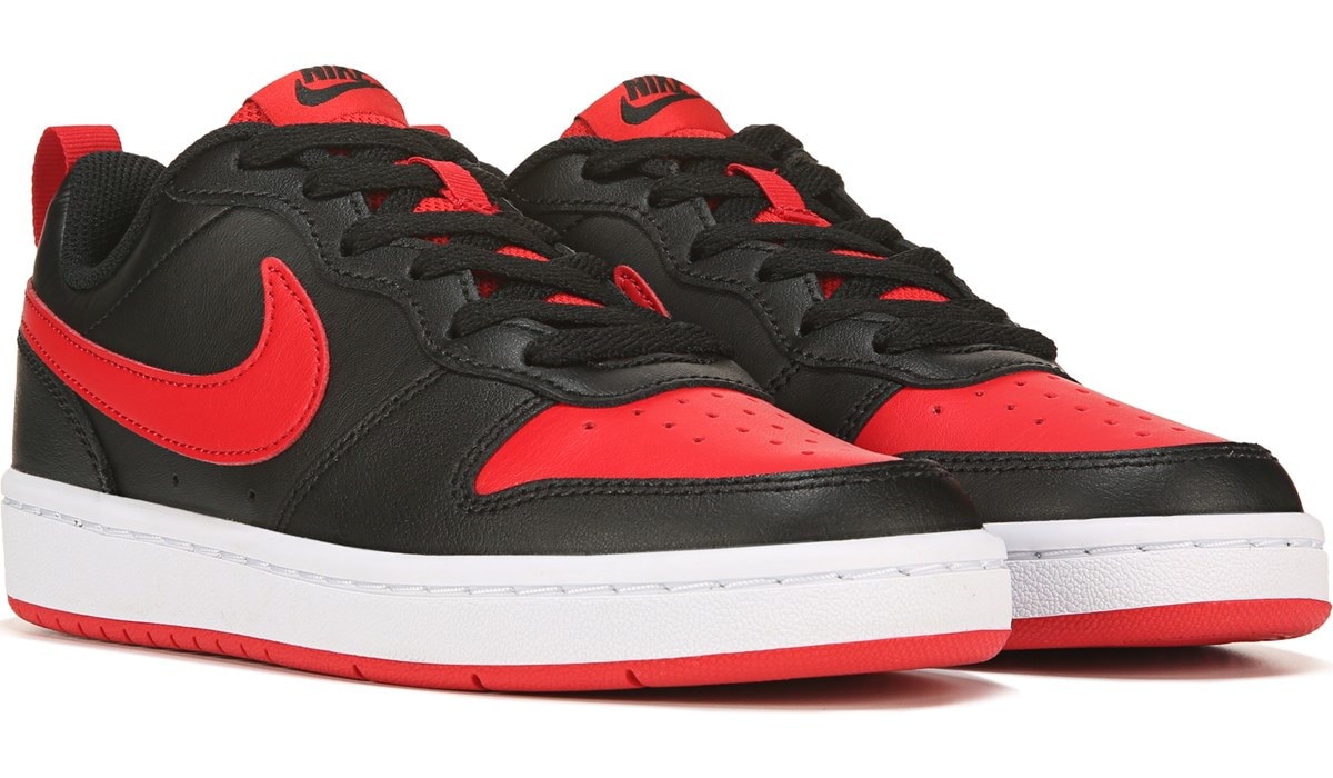 Kids Boys Youth Black & Red Nike Court Borough Low 2 Trainers