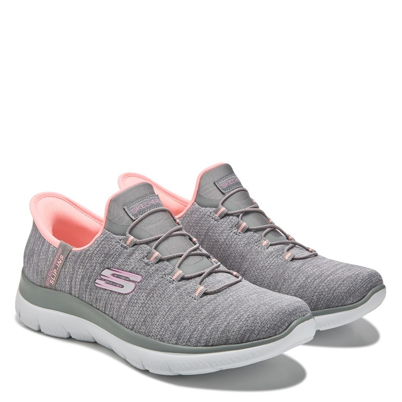 Skechers Women's Slip-Ins Summits Sneakers (Grey/Coral Wide) - Size 6.5 W