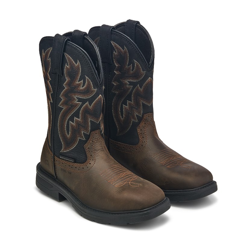Wolverine Men's Rancher Level Steel Toe Work Boots (Black/Brown) - Size 7.0 M