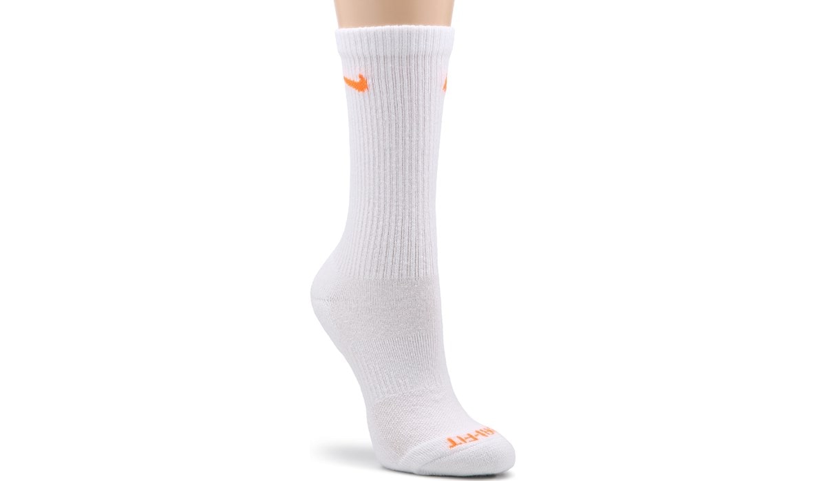 white nike socks with orange swoosh