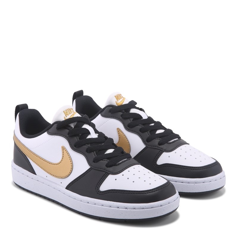 Nike Kids' Court Borough Recraft Low Top Sneaker Big Kid Shoes (Black/Gold) - Size 4.0 M