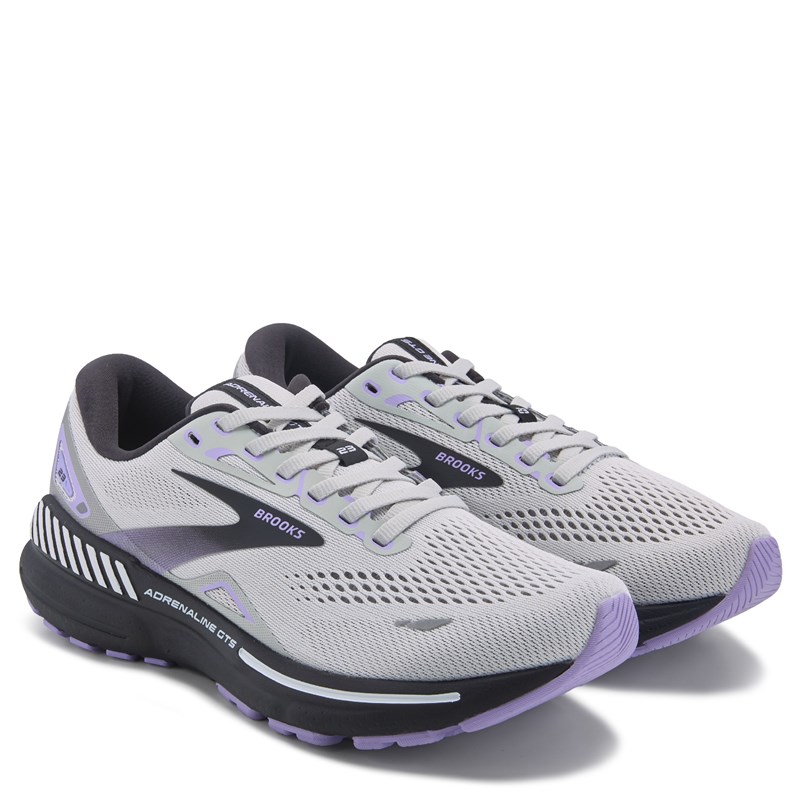 Brooks Women's Adrenaline Gts 23 Running Shoes (Grey/Black/Purple) - Size 6.5 M
