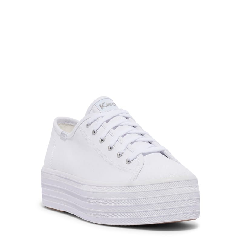 Keds Women's Triple Up Canvas Platform Sneakers (White) - Size 10.5 M
