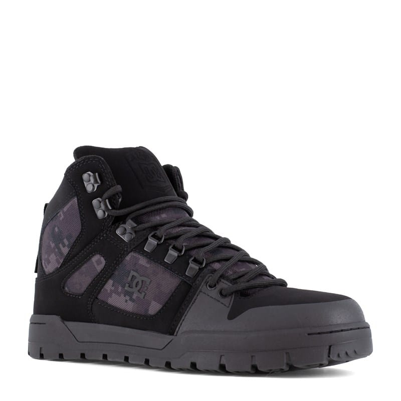 DC Shoes Men's Pure Composite Toe Waterproof High Top Work Sneakers (Black Camo) - Size 10.5 W