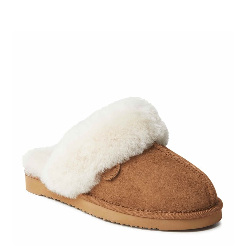 Fireside by Dearfoams Women's Sydney Water Resistant Genuine Shearling Slipper Shoes (Chestnut) - Size 9.0 M