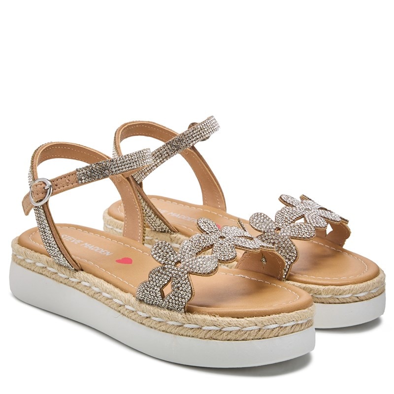 Steve Madden Kids' Jadalee Rhinestone Wedge Sandal Little/Big Kid Sandals (Rhinestone) - Size 1.0 M
