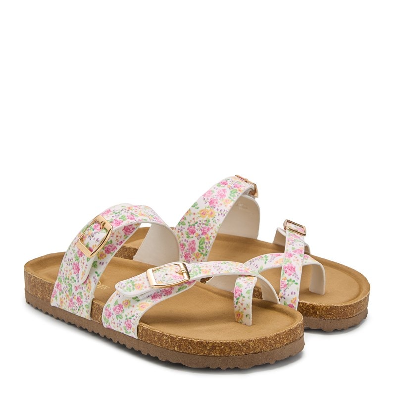 Steve Madden Kids' J-Beached Footbed Sandal Little/Big Kid Sandals (White Pastel Floral) - Size 3.0 M