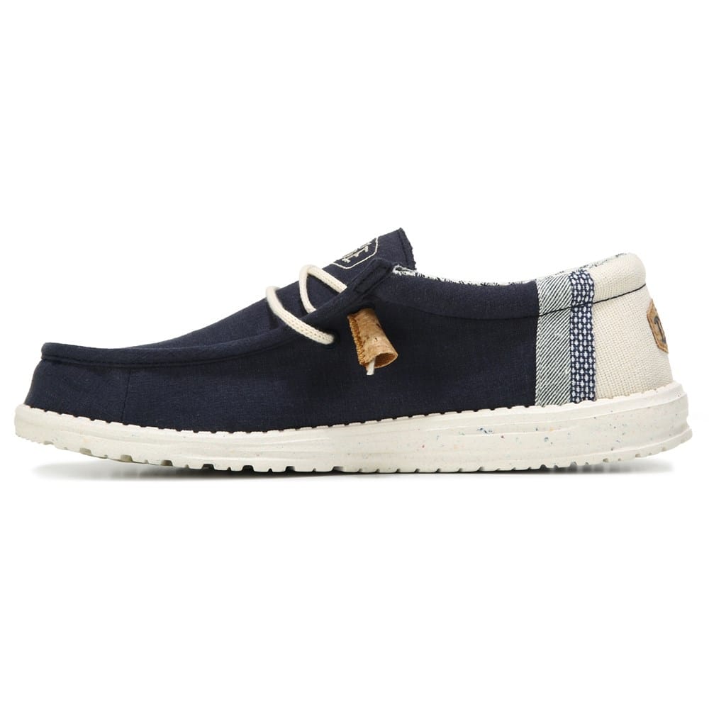 HEYDUDE Men's Wally Linen Natural Casual Shoes (Navy) - Size 11.0 M